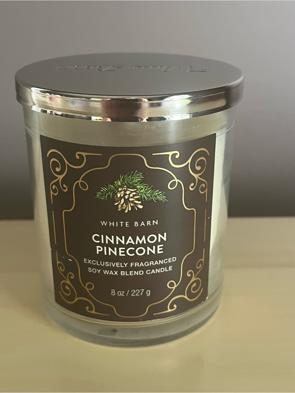 White Barn Bath & Body Works Cinnamon Pinecone Single Wick Soy Wax Blend Candle
